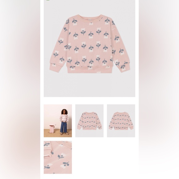 PETIT BATEAU Girl SWEATSHIRT SALINE PINK WITH FLOWER PRINT - Picture 5 of 6